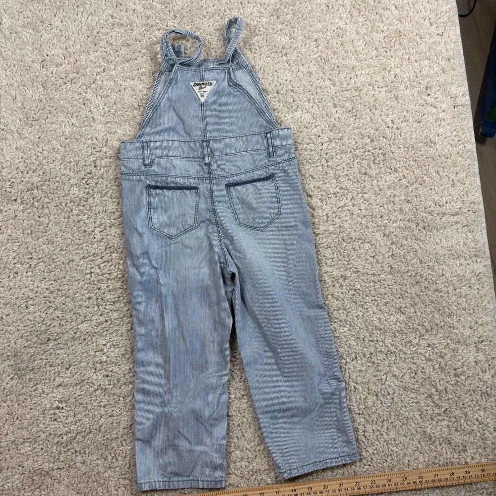 OshKosh B'gosh Overalls Toddler 3T Blue Hickory Stripe Excellent Vestbak‎ Denim